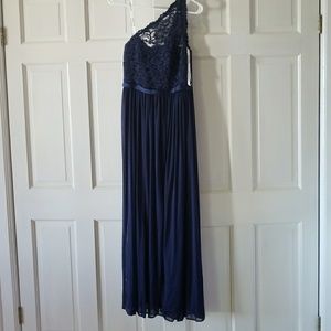 Navy one shoulder dress
